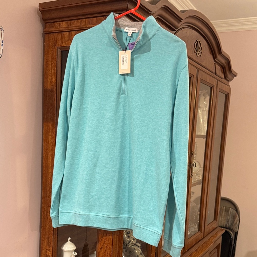 Peter Millar Aqua Zip-Up Sweater